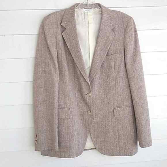 Marshall Field's Country Vintage Tan Herringbone Blazer Pencil 2 PC Skirt Set 8 - Picture 7 of 13